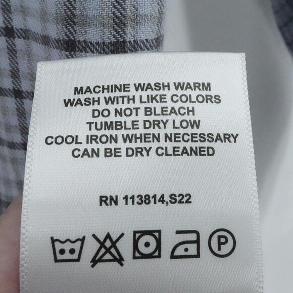 Billy Reid Shirt Mens Large‎ Plaid Gray Blue Standard Long Sleeve Casual Preppy - Picture 15 of 16